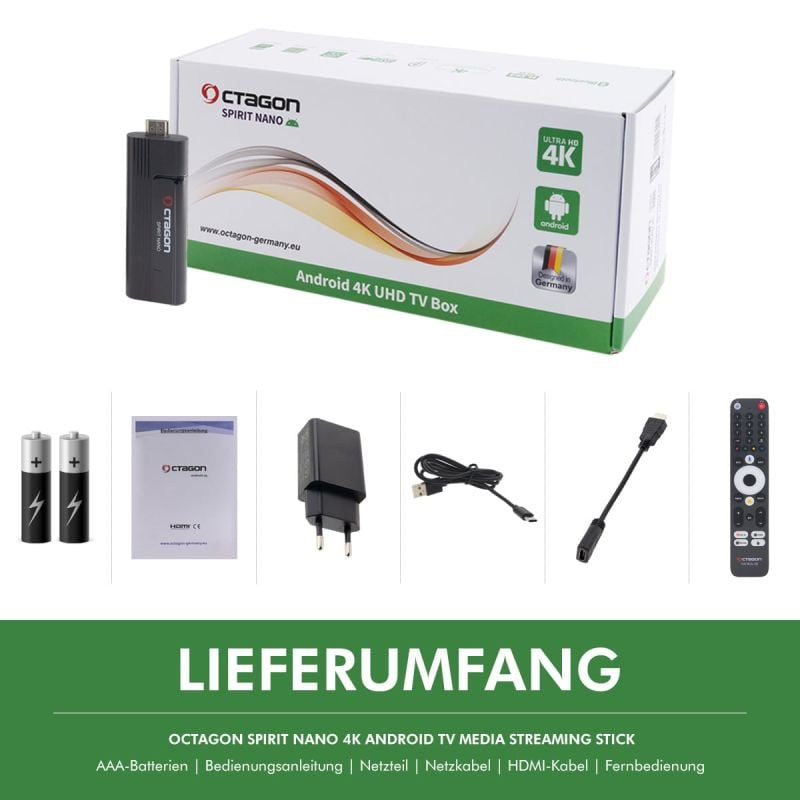 OTAGON SPIRIT NANO 4K UHD ANDROID TV IP-Stick SCHWARZ