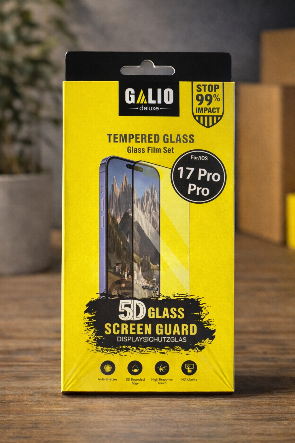 5D Premium Panzerglas für iPhone 17 Pro – Displayschutzfolie aus gehärtetem Glas, 9H Härte, HD Klar, Anti-Splitter