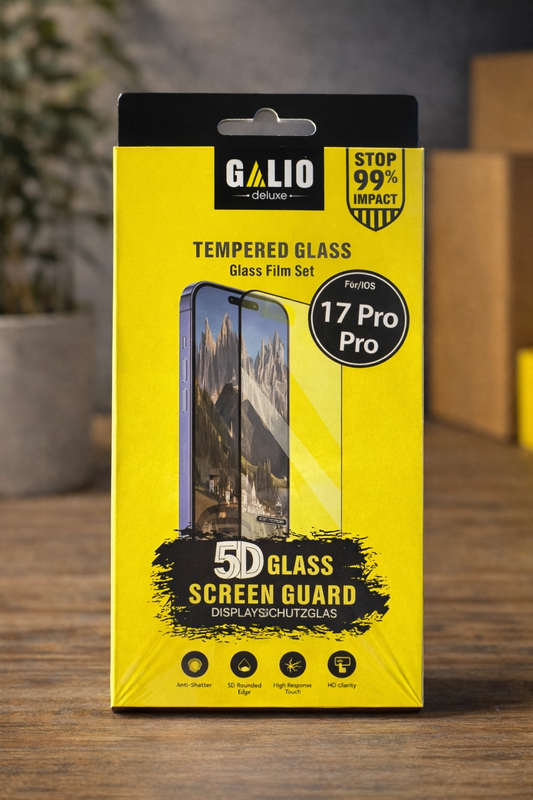 5D Premium Panzerglas für iPhone 17 Pro – Displayschutzfolie aus gehärtetem Glas, 9H Härte, HD Klar, Anti-Splitter