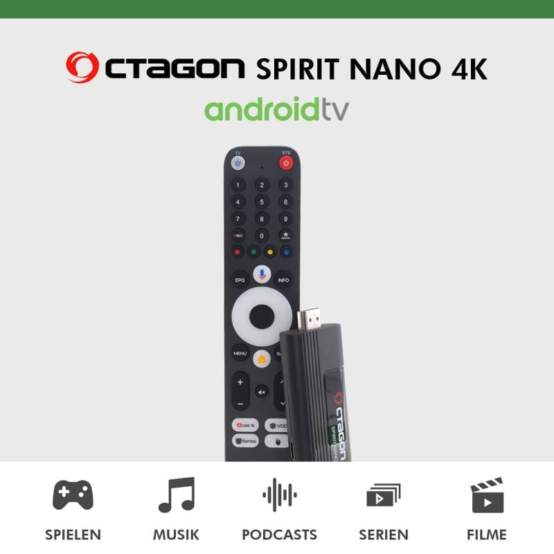 OTAGON SPIRIT NANO 4K UHD ANDROID TV IP-Stick SCHWARZ