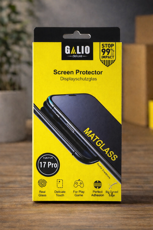 GALIO Deluxe Panzerglas für iPhone 17 Pro – MATGLASS Displayschutz, 9H Härte, Anti-Kratz, Blasenfrei