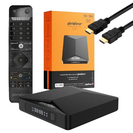 GloriaForce RTX Zero 4K UHD Android 11 Receiver (HDR10+, Dual-WiFi, LAN, MicroSD, HDMI)