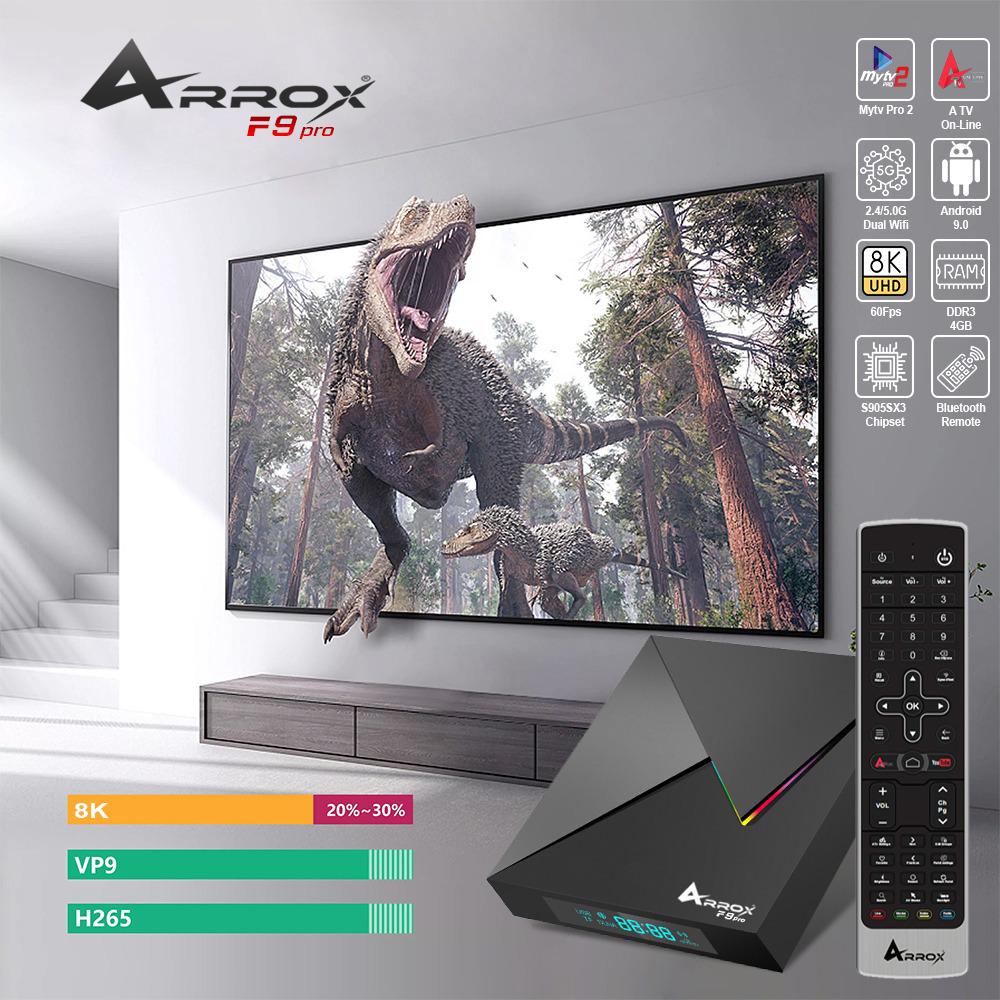 ArroX F9 PRO *LED-Receiver* 8K 30FPS, 4K 60FPS Android 9.0 Dual Wifi Streaming Box