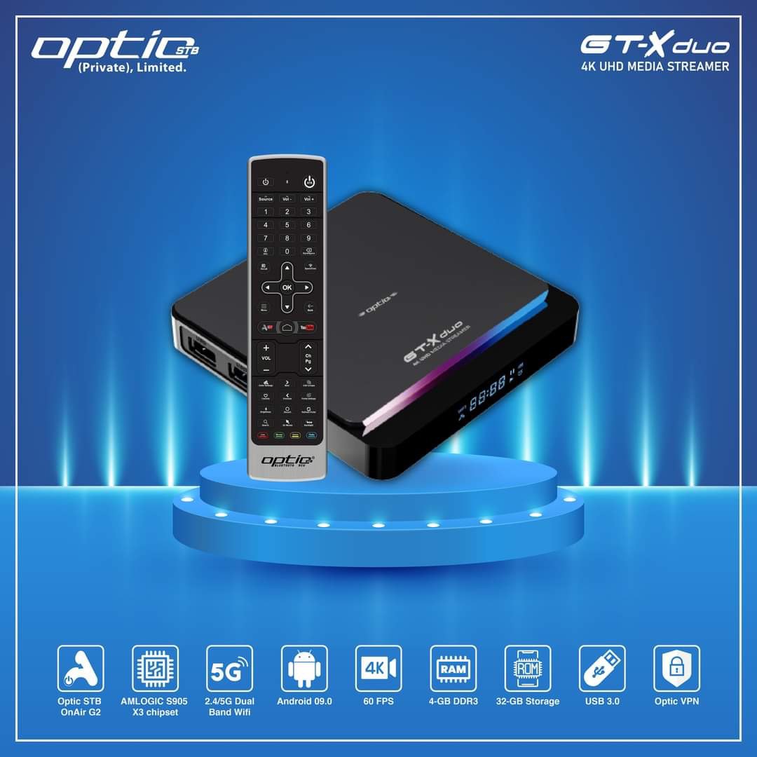 Optic STB GT-X Duo 4K UHD Android 9.0 IP-Receiver (Dual-WiFi, Bluetooth, MicroSD, HDMI, USB 3.0)